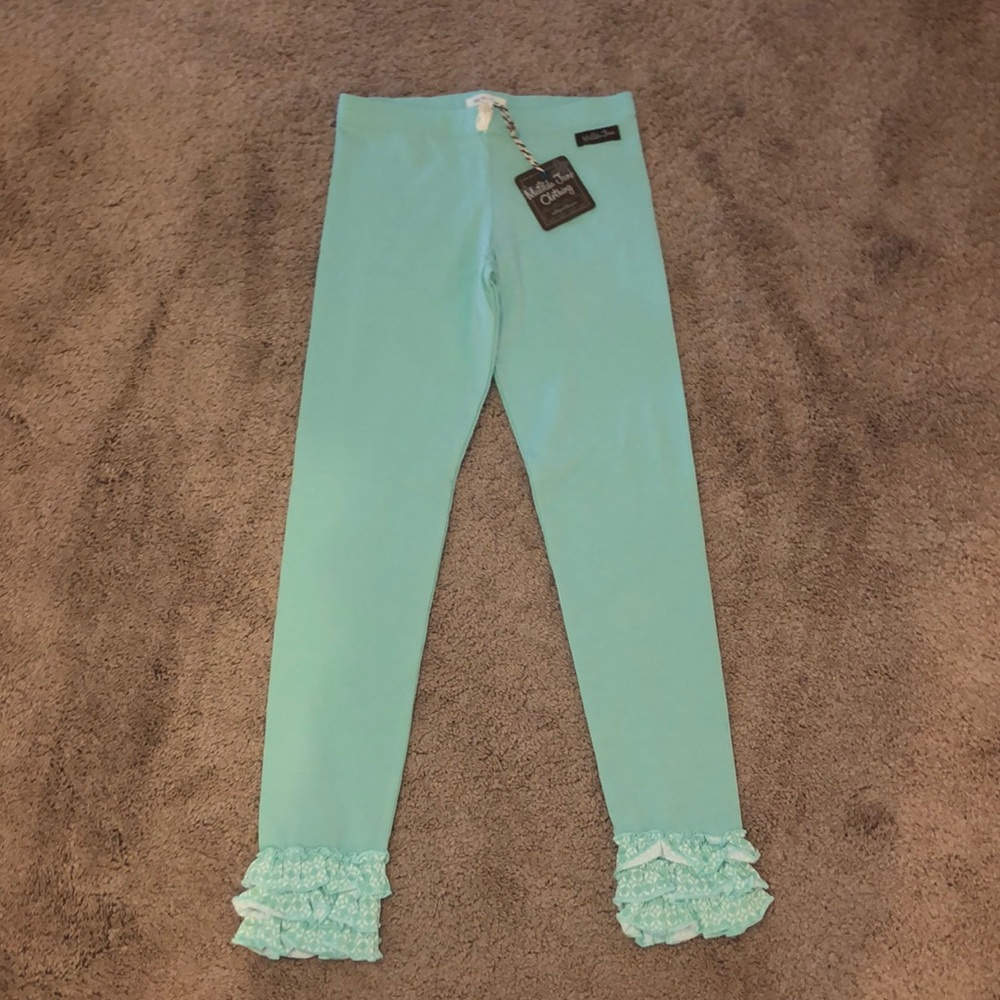 Mint green girls ruffle pants new with tag size 10